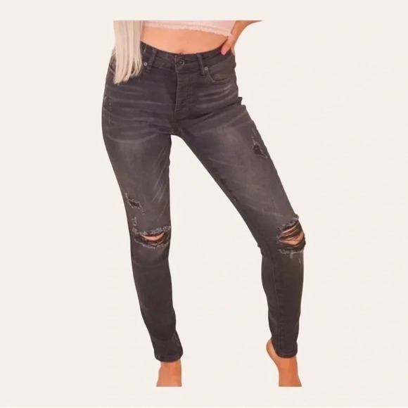 0445. SPECIAL A DENIM JEANS DISTRESSED BLACK IN COLOR SIZE 1 (JUNIORS) - Picture 3 of 13